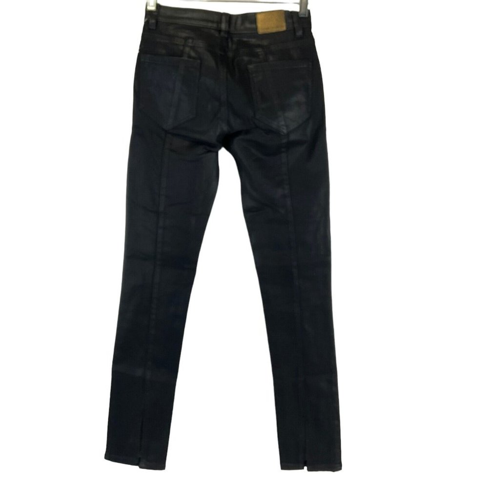 DKNY Jeans Women's Size 24 Black Skinny Mid Rise Coated Waxed Stretch $99 Nwot - Picture 2 of 14